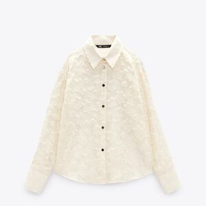 Zara Off-White Textured Blouse